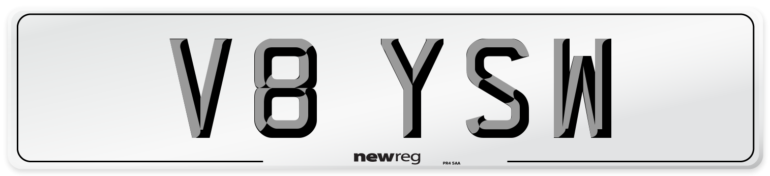 V8 YSW Number Plate from New Reg